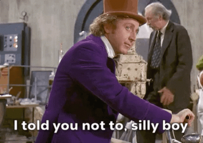 Willy Wonka I Told You Not To Silly Boy GIF