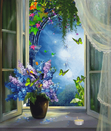 Window Cute Butterfly GIF