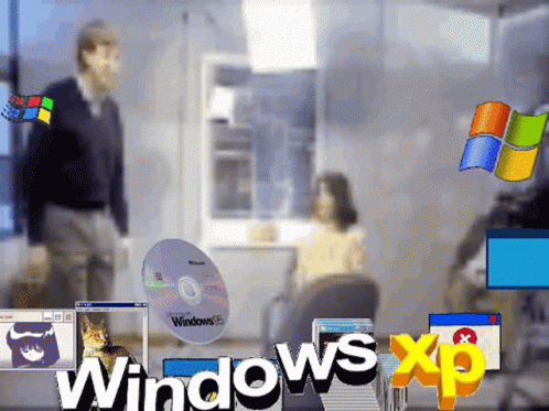 Windows XP on Screen With Icons