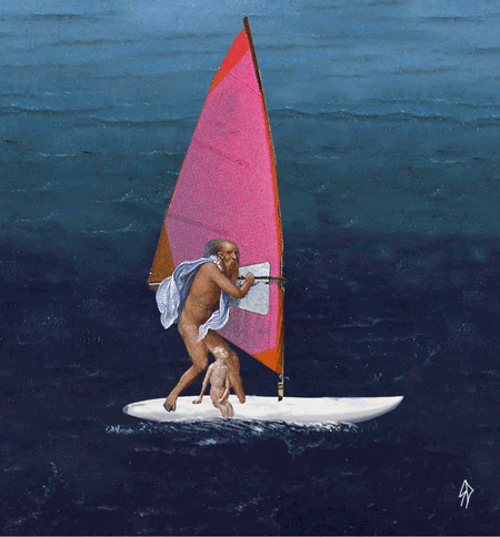Windsurfing Man Art GIF