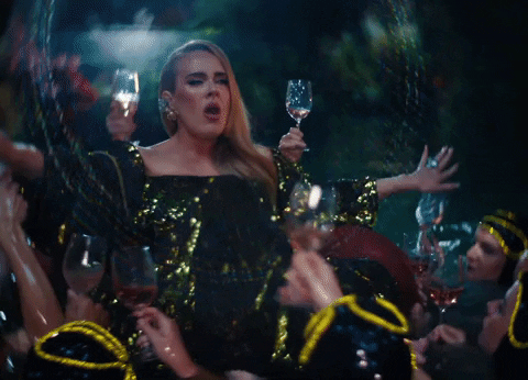 Wine Glasses Raised To Adele While Afloat GIF