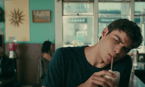 Wink Eyebrow Boy Sip Milkshake GIF