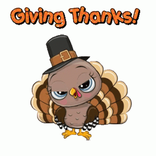 Winking Good Morning Turkey Giving Thanks Message GIF