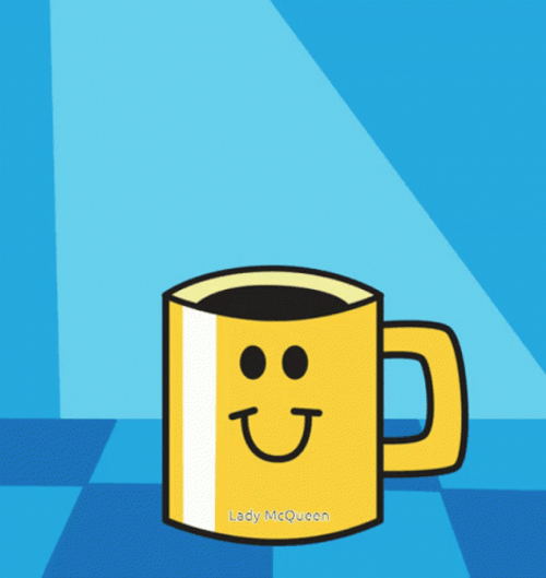 Winking Yellow Cup Animated Coffee Time GIF