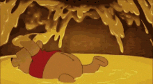 Winne The Pooh Swimming On Honey GIF