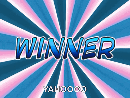 Winner Text On Blue Pink Background GIF