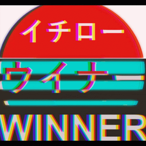 Winner With Japanese Glitching Fonts GIF