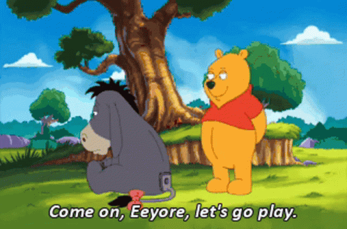 Winnie Encouraging Eeyore To Play GIF
