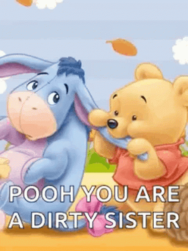 Winnie the Pooh and Eeyore Holding Tails