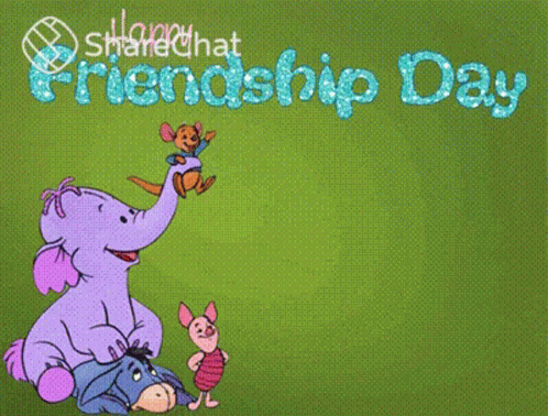 Winnie The Pooh And His Friends Celebrate Friendship Day With A Green Background GIF