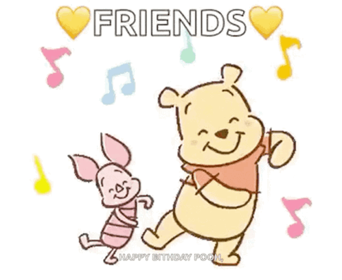 Winnie the Pooh and Piglet Dancing Birthday Card