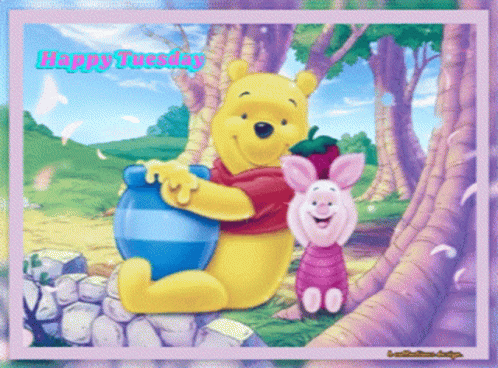 Winnie the Pooh and Piglet Happy Tuesday