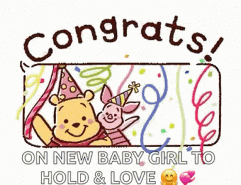 Winnie the Pooh and Piglet Holding Balloons On New Baby Girl to Hold & Love
