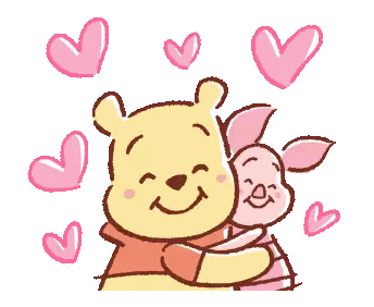 Winnie the Pooh and Piglet Hugging