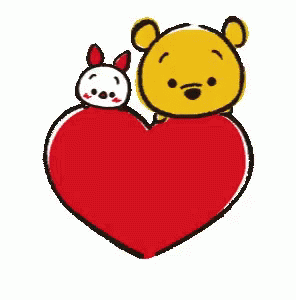 Winnie The Pooh And Piglet On Red Heart GIF