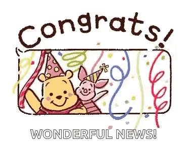 Winnie the Pooh and Piglet with Party Hats and Balloons