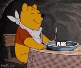 Winnie The Pooh At Table With Plate And War Spoon GIF