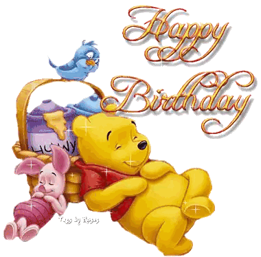 Winnie the Pooh Birthday Card with Honey and Piglet