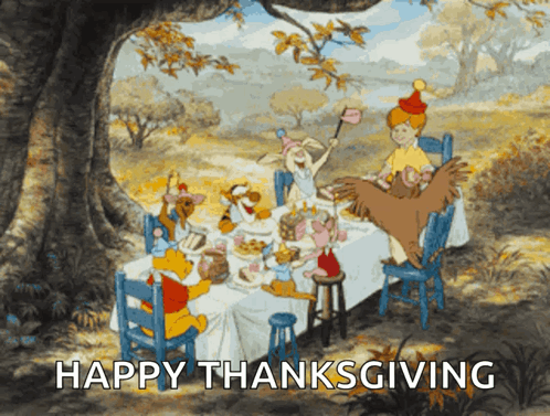 Winnie The Pooh Celebration Animated Happy Thanksgiving GIF