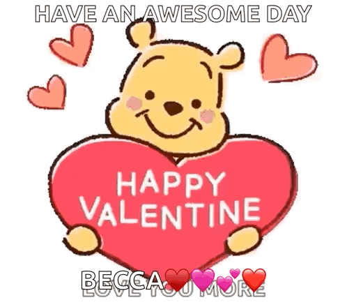 Winnie The Pooh Holding A Heart That Says Happy Valentine On It GIF
