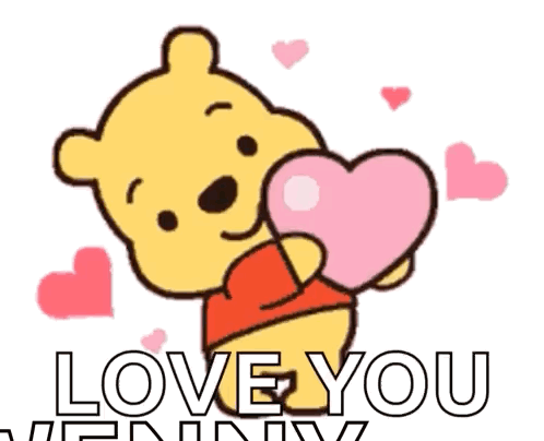Winnie the Pooh Holding Heart Love You
