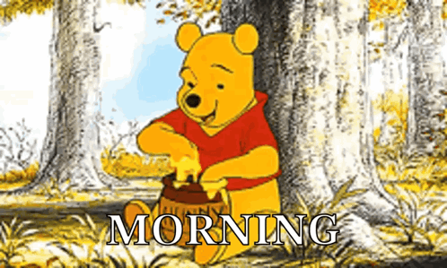 Winnie The Pooh Holding Honey Pitcher Morning GIF