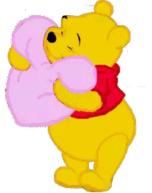 Winnie the Pooh Holding Pink Heart