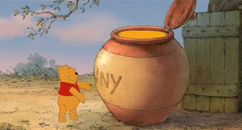 Winnie The Pooh Hugging A Huge Jar Of Honey GIF