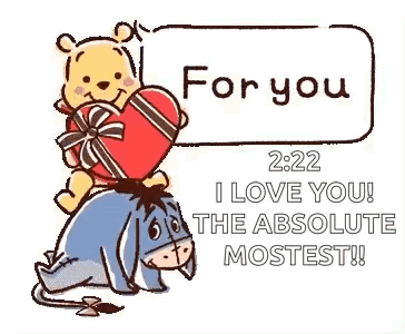 Winnie The Pooh Is Riding On The Back Of Eeyore While Holding A Chocolate Heart . GIF