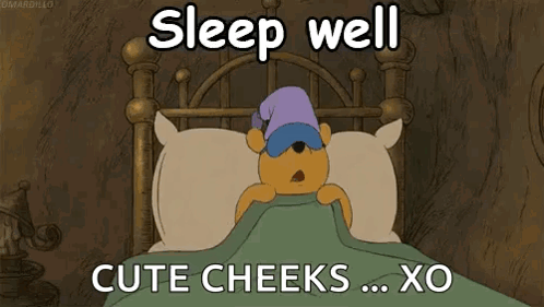 Winnie the Pooh Laying in Bed Sleep Well Cute Cheeks