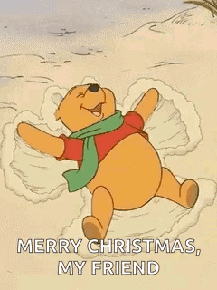 Winnie the Pooh Making a Snow Angel on Beach