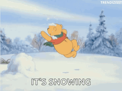Winnie the Pooh Playing in Snow