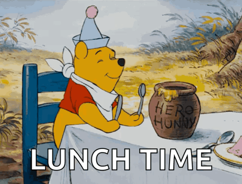 Winnie The Pooh Sitting At A Table With A Jar Of Honey GIF