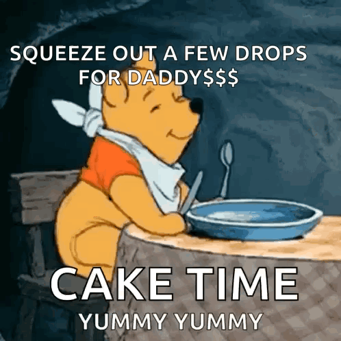 Winnie the Pooh Sitting at Table with Food