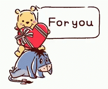 Winnie the Pooh Sitting on Eeyore Holding Heart Saying You