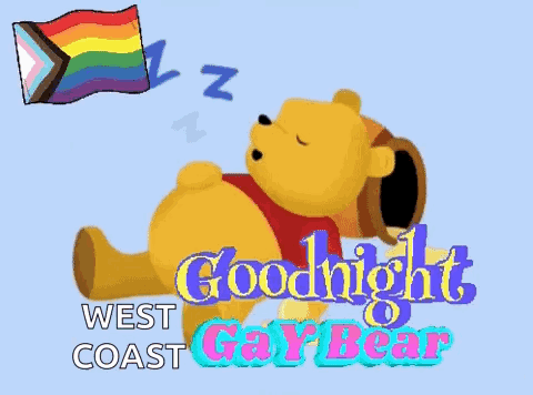 Winnie the Pooh Sleeping With Rainbow Flag