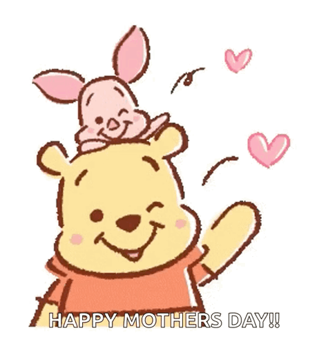 Winnie The Pooh With Piglet On His Shoulders Happy Mothers Day GIF