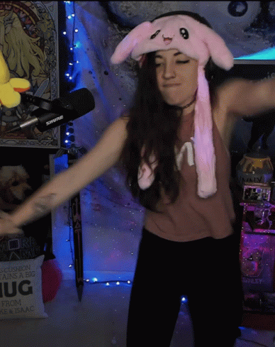 Winniedapoohh Wearing Mitten Animal Hat Get Low GIF