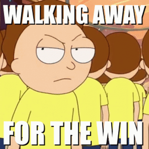 Winning Morty Guy Walking Away GIF