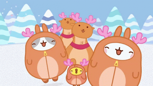 Winter Break Molang Happy Dancing GIF