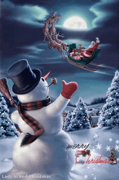 Winter Christmas Frosty Waving GIF