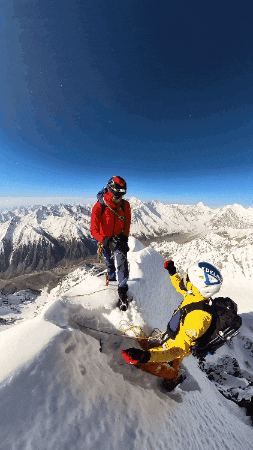 Winter Hiking Buddy Fist Bump GIF