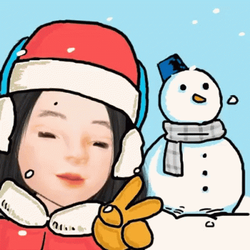 Winter Is Coming Cartoon Girl And Snowman GIF