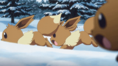 Winter Pokemon Christmas Eevee Running GIF