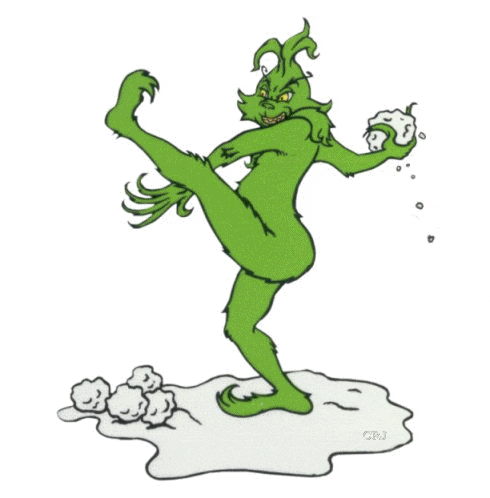Winter Snowball Splat Grinch GIF