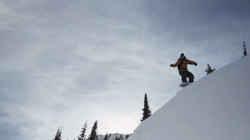 Winter Snowboarding Cliff Fall GIF
