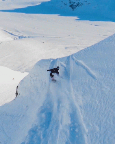 Winter Snowboarding Cliff Fall Tricks GIF