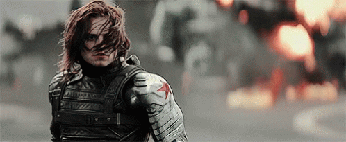 Winter Soldier Bucky Barnes Fighting Amidst Fire GIF
