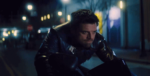 Winter Soldier Bucky Barnes Drives Motorbike GIF