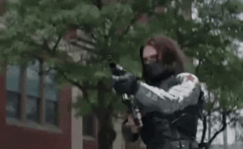 Winter Soldier Bucky Barnes Gripping Gun GIF